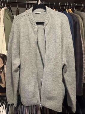 Zara Light Gray Men's Open-Front Cardigan